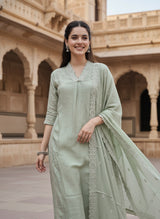 Mint A-Line Muslin Suit Set