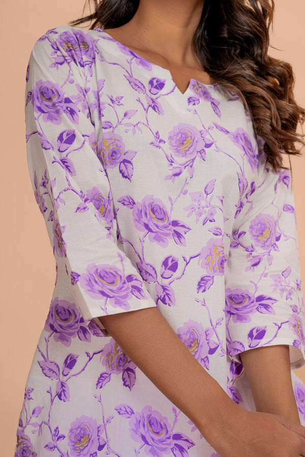 Lavender Floret Cotton Loungewear Set