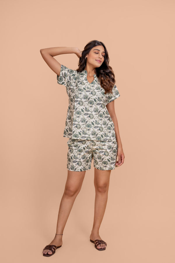 Emerald Shorts Cotton Loungewear Set