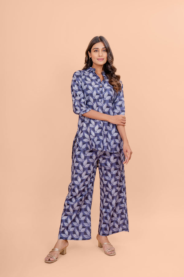 Midnight Blue Corolla Cotton Loungewear Set