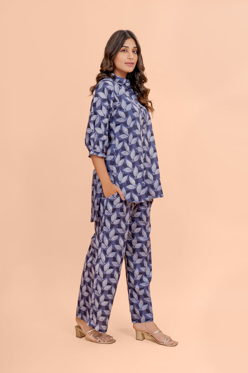 Midnight Blue Corolla Cotton Loungewear Set