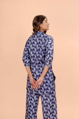 Midnight Blue Corolla Cotton Loungewear Set