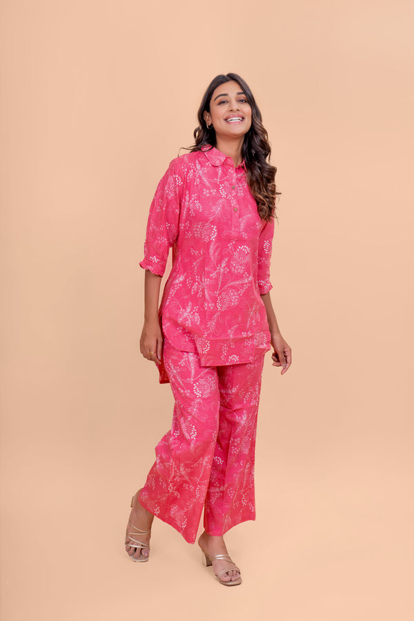 Pink Dotted Blossom Cotton Loungewear Set