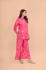 Pink Dotted Blossom Cotton Loungewear Set