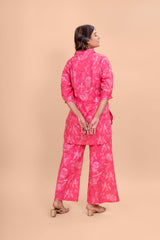 Pink Dotted Blossom Cotton Loungewear Set