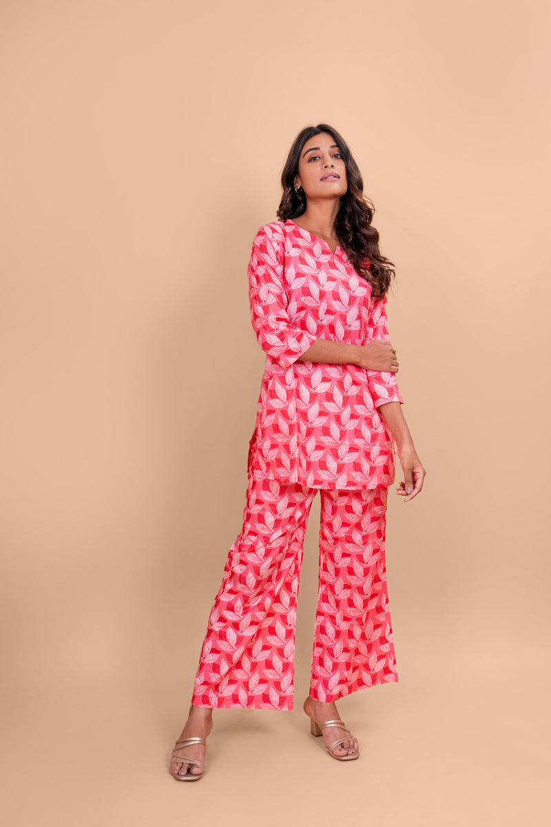 Roseate Corolla Cotton Loungewear Set