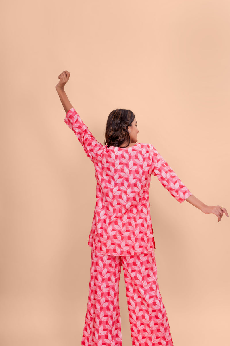 Roseate Corolla Cotton Loungewear Set