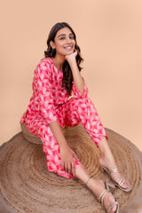 Roseate Corolla Cotton Loungewear Set