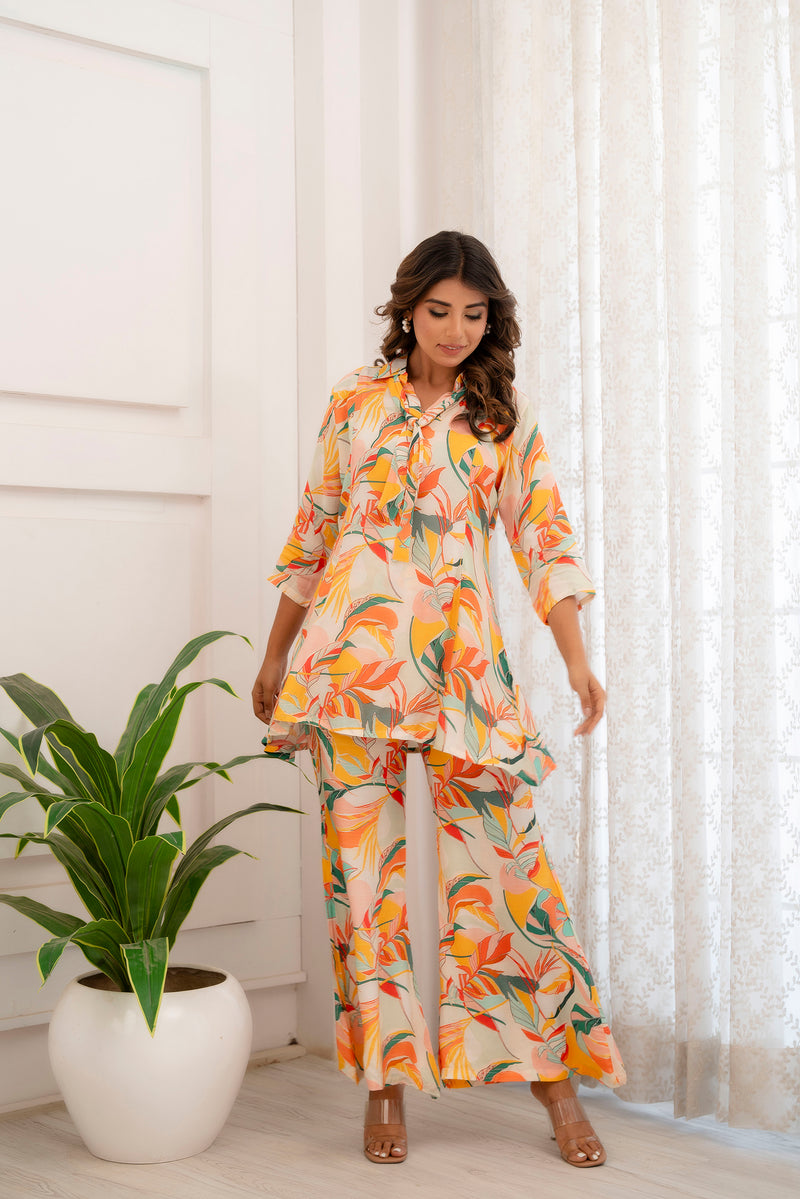 Abstract Corolla Muslin Co-ord Set