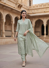 Mint A-Line Muslin Suit Set