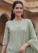 Mint A-Line Muslin Suit Set